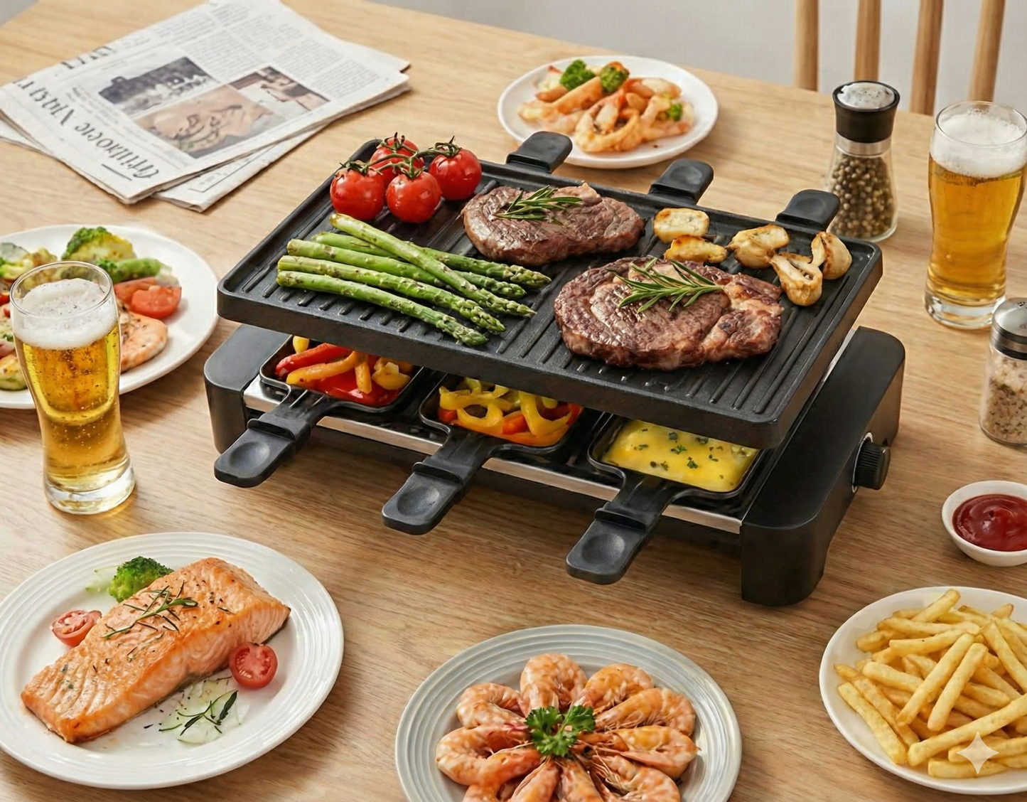 Appareil raclette et grill électrique multifonction – 6  personnes – 2000 W